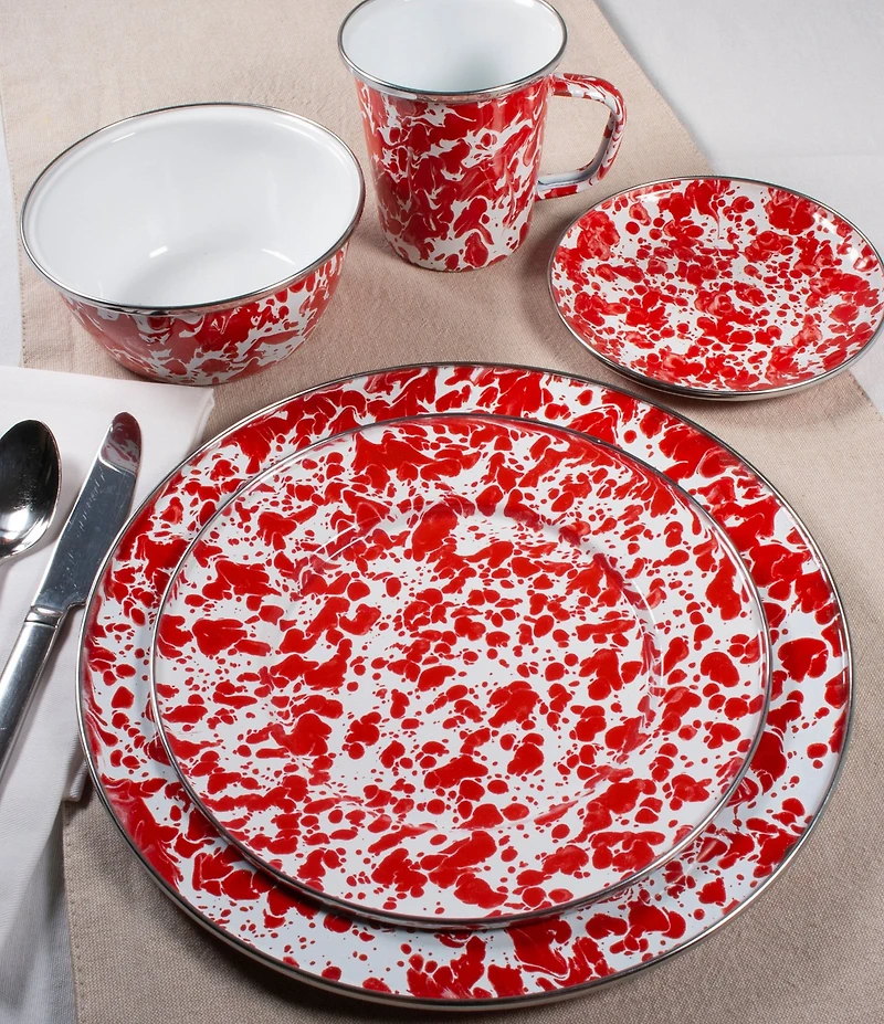 Golden Rabbit Enamelware Swirl Charger Plates, Set of 2