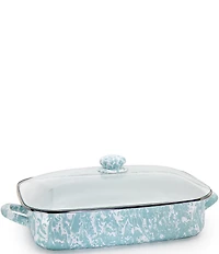 Golden Rabbit Enamelware Sea Glass Swirl Roasting Pan