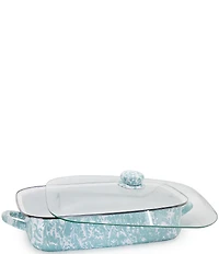 Golden Rabbit Enamelware Sea Glass Swirl Roasting Pan