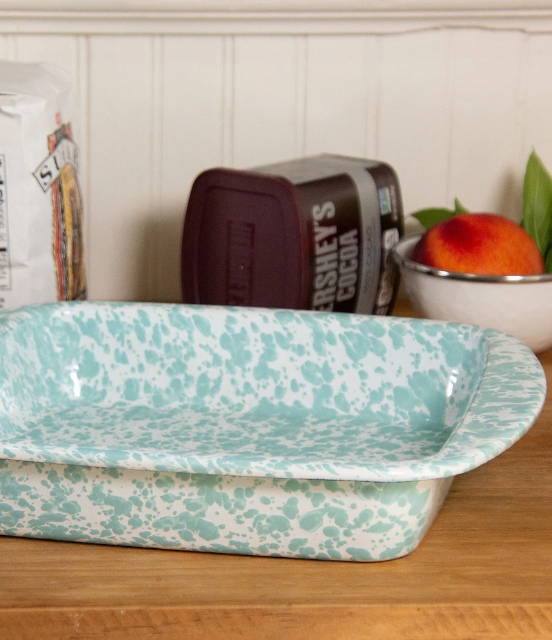 Golden Rabbit Enamelware Sea Glass Swirl Square Brownie Pan