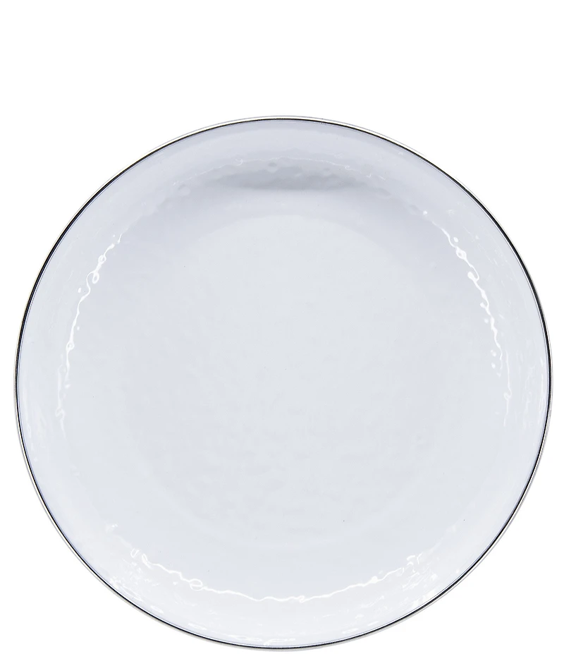Golden Rabbit Enamelware Solid Texture White Pasta Plates, Set of 4