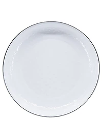 Golden Rabbit Enamelware Solid Texture White Pasta Plates, Set of 4