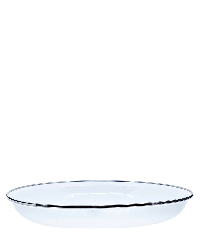 Golden Rabbit Enamelware Solid Texture White Pasta Plates, Set of 4
