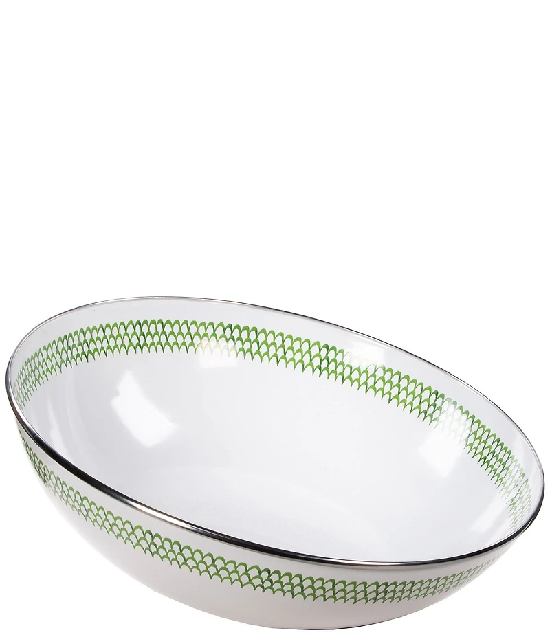 Golden Rabbit Green Scallop Serving Bowl