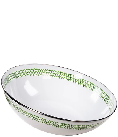 Golden Rabbit Green Scallop Serving Bowl