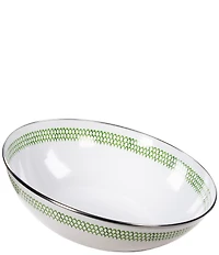 Golden Rabbit Green Scallop Serving Bowl