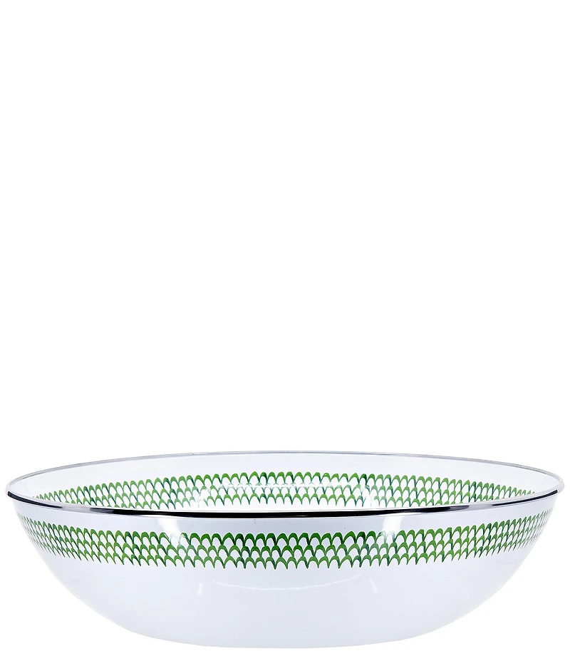 Golden Rabbit Green Scallop Serving Bowl