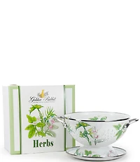 Golden Rabbit Enamelware Herbs Colander Giftbox Set