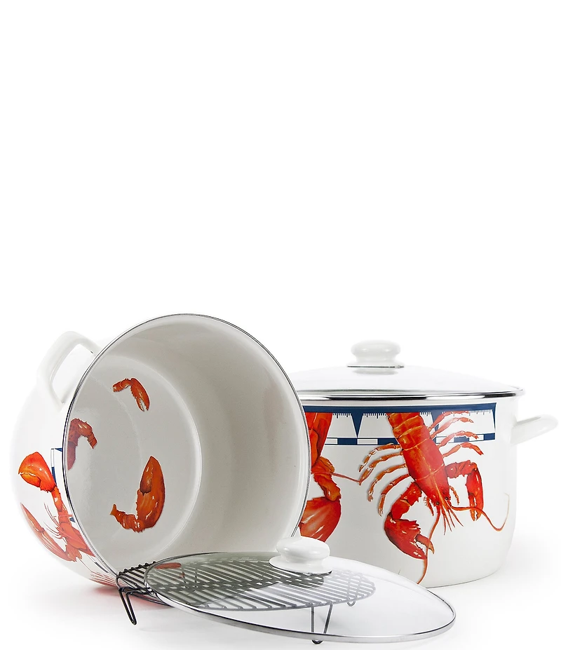 Golden Rabbit Enamelware Lobster 18-Quart Stock Pot