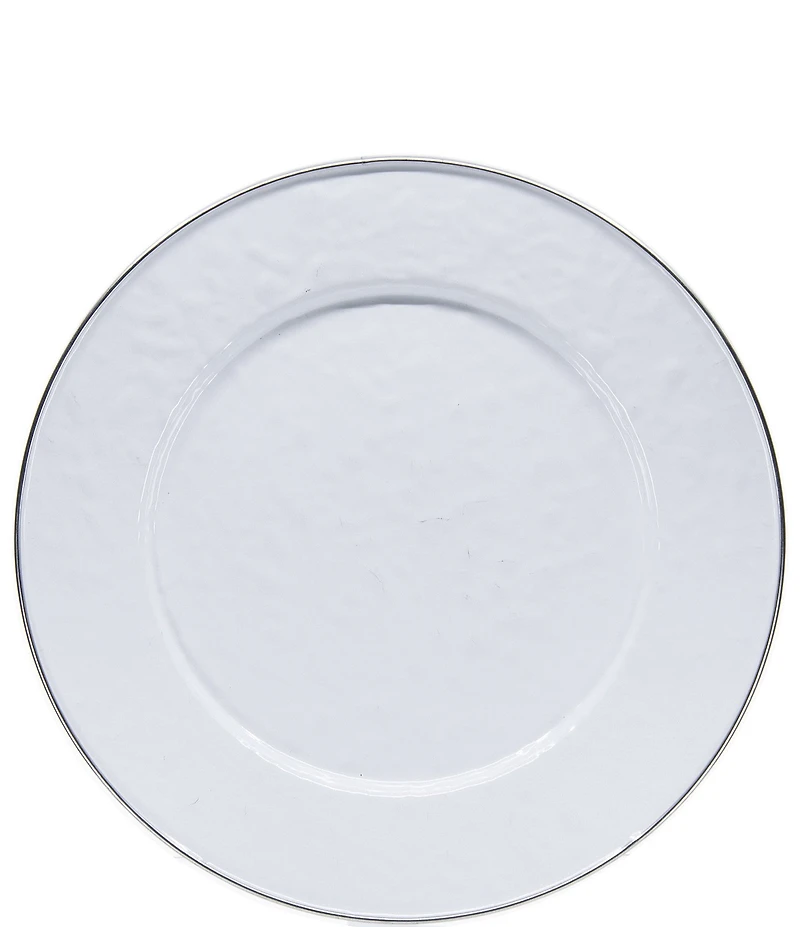 Golden Rabbit Enamelware Solid Textured White Dinner Plates, Set of 4