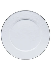 Golden Rabbit Enamelware Solid Textured White Dinner Plates, Set of 4