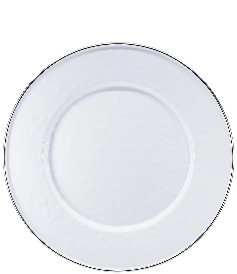 Golden Rabbit Enamelware Solid Texture White Sandwich Plates, Set of 4