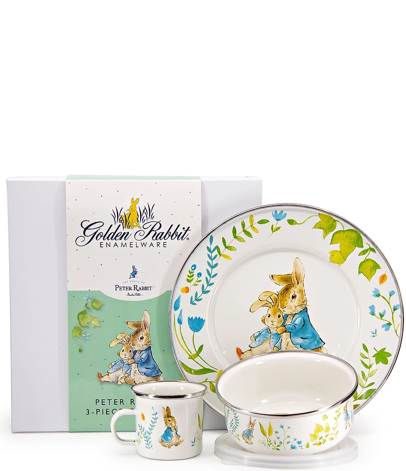 Golden Rabbit Enamelware Peter Rabbit™ Spring Leaves Child Set
