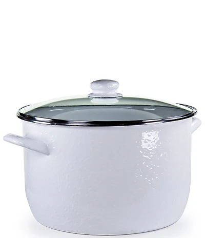 Golden Rabbit Enamelware White 18-Quart Stock Pot