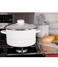 Golden Rabbit Enamelware White -Quart Stock Pot