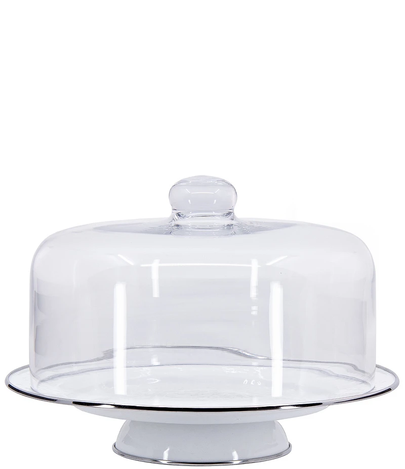 Golden Rabbit Enamelware Solid Texture White Cake Plate