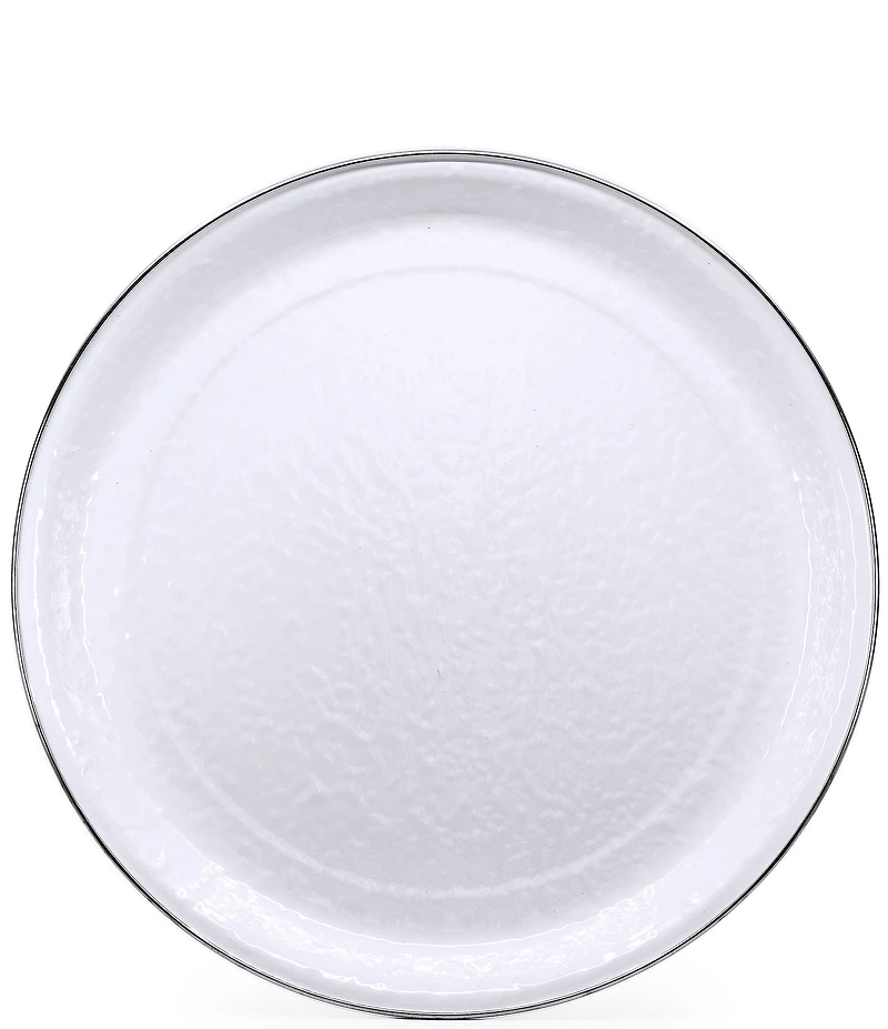 Golden Rabbit Enamelware Solid Texture White Large Tray