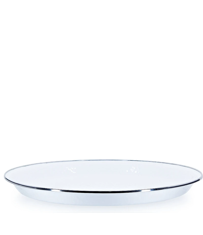 Golden Rabbit Enamelware Solid Texture White Large Tray