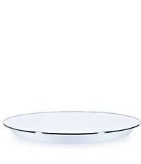 Golden Rabbit Enamelware Solid Texture White Large Tray