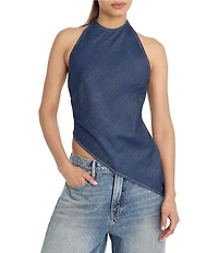Good American Asymmetric Hem Halter Neck Sleeveless Top