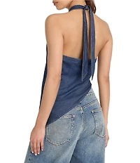 Good American Asymmetric Hem Halter Neck Sleeveless Top