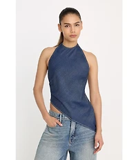 Good American Asymmetric Hem Halter Neck Sleeveless Top