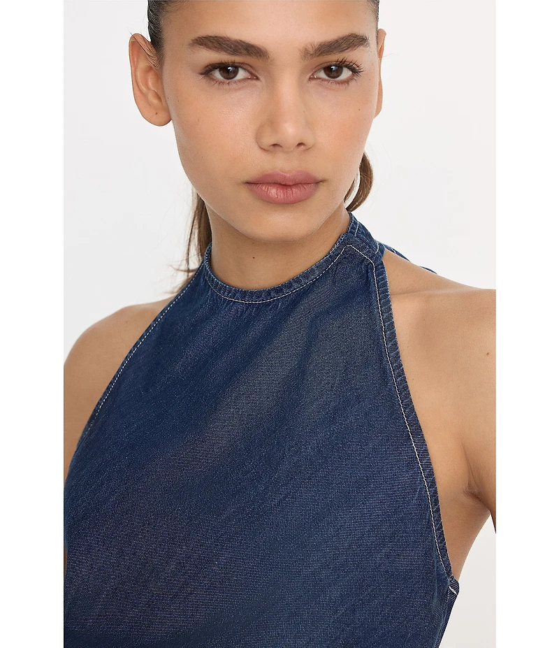 Good American Asymmetric Hem Halter Neck Sleeveless Top