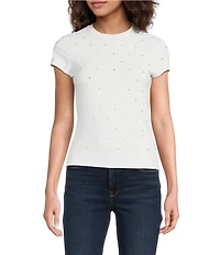 Good American Crystal Baby Tee Crew Neck Short Sleeve Tee