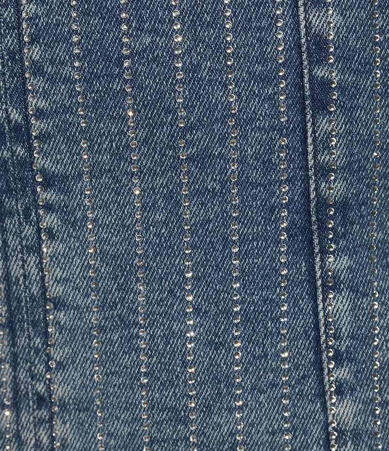 Good American Denim Rhinestone Square Neck Sleeveless Shift Dress
