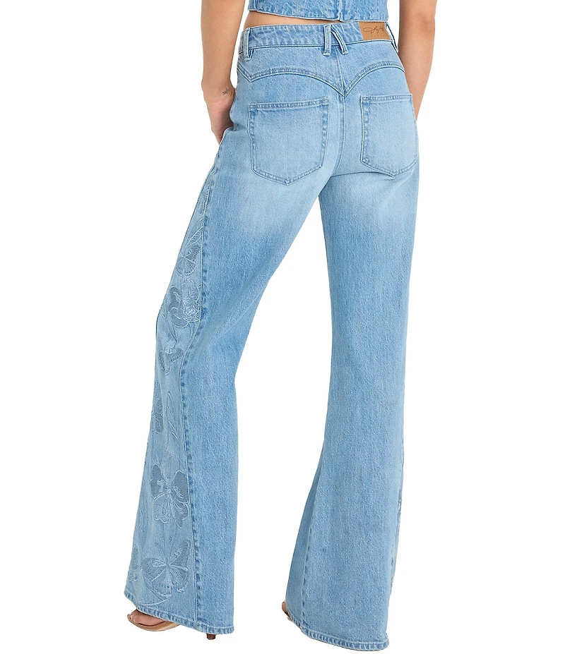 Good American Dolly Embroidered Good Waist Palazzo Denim Jeans