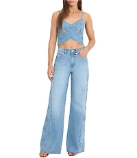 Good American Dolly Embroidered Good Waist Palazzo Denim Jeans