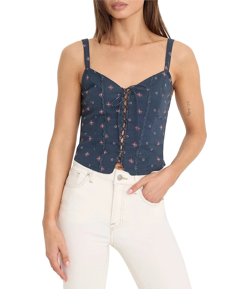 Good American Dolly Lace Up Poplin Tank