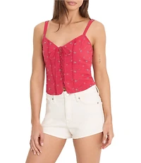 Good American Dolly Lace Up Poplin Tank