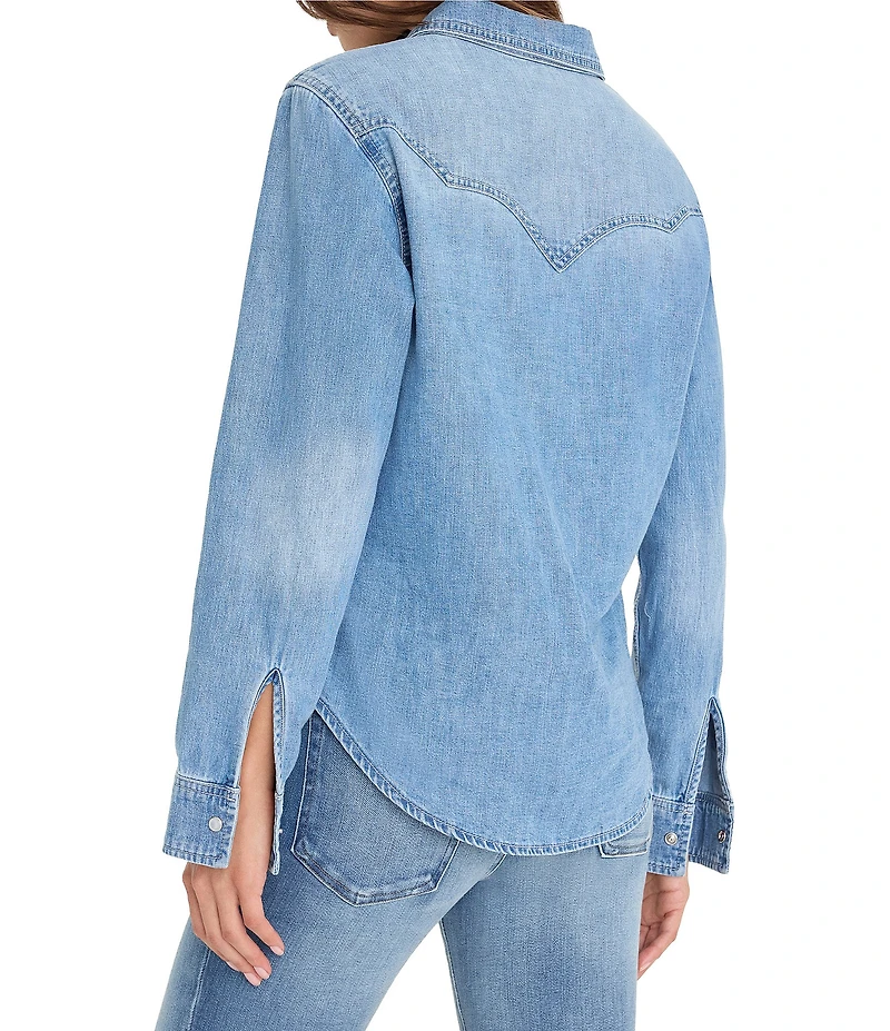 Good American Dolly Slim Fit Denim Shirt