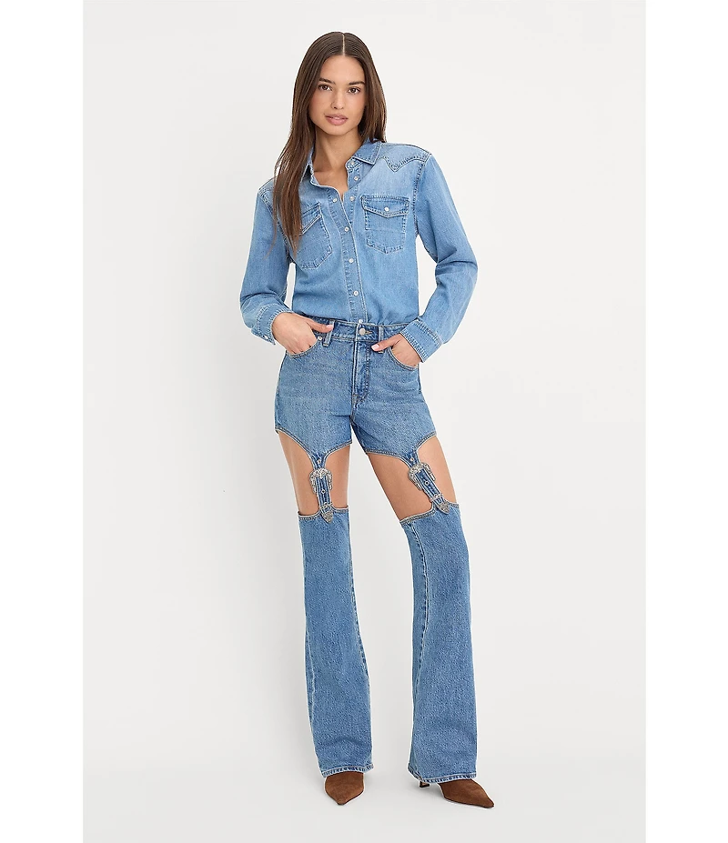 Good American Dolly Slim Fit Denim Shirt