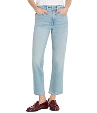 Good American Good Icon High Rise Straight Leg Ankle Length Denim Jeans