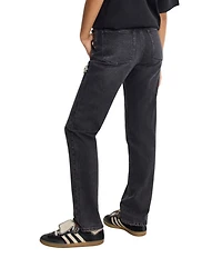 Good American Good Icon Mid Rise Straight Leg Diamond Cutout Jeans