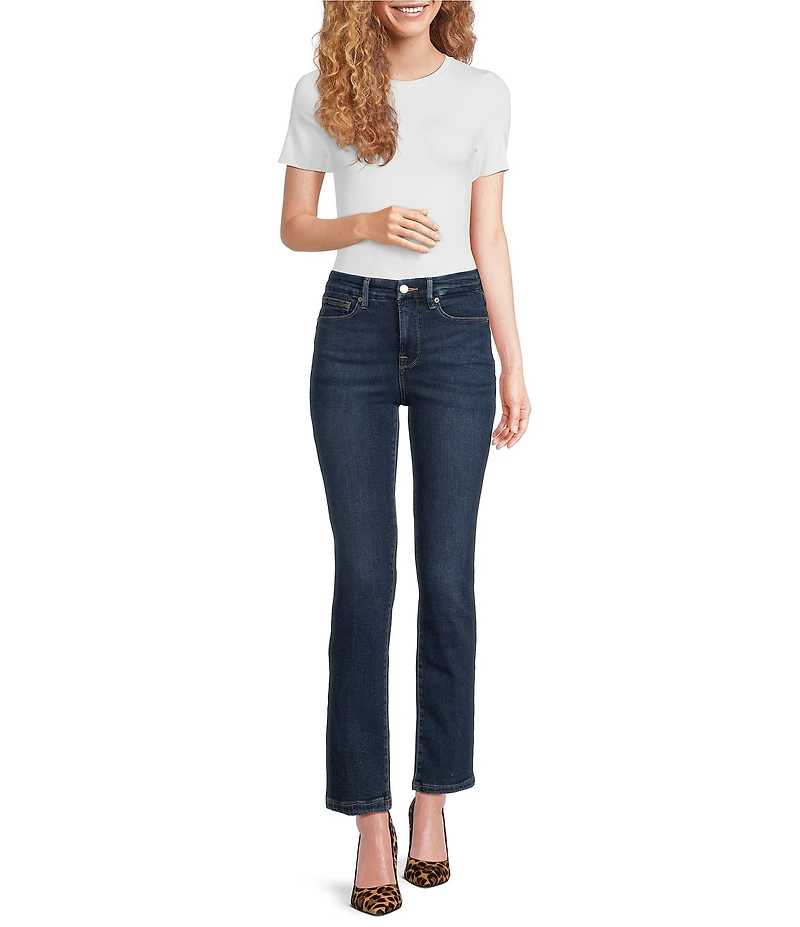 Good American Good Leg High Rise Straight Stretch Denim Jeans