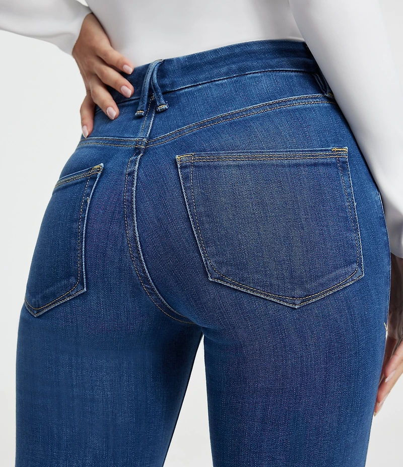 Good American Good Leg High Rise Straight Stretch Denim Jeans