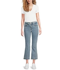 Good American Good Legs Mid Rise Cropped Mini Boot Jeans