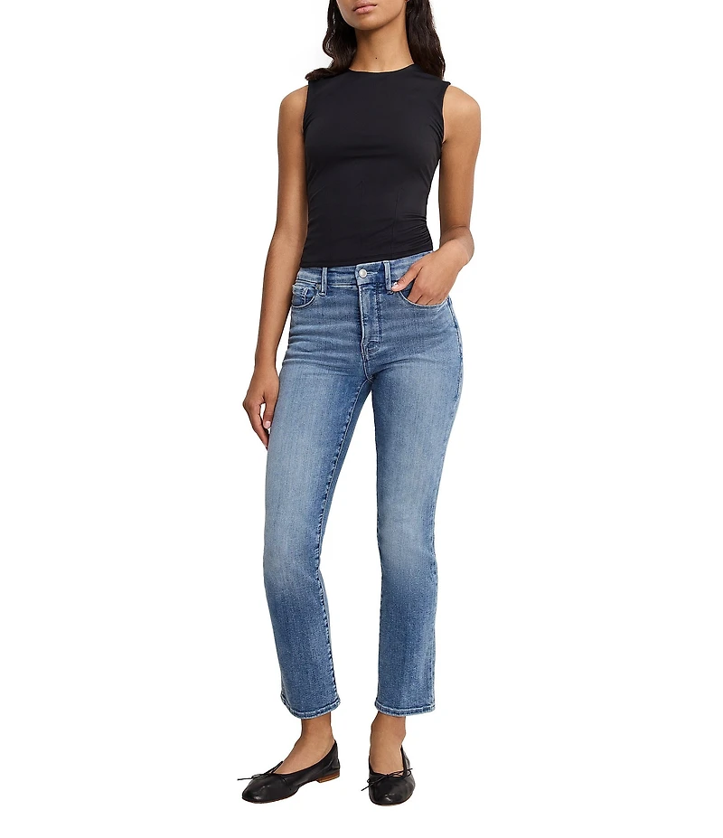 Good American Good Legs Mid Rise Straight Leg Jeans