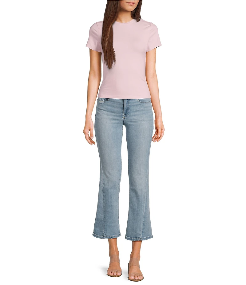 Good American Good Legs Soft-Tech Mid Rise Crop Mini Boot Jeans