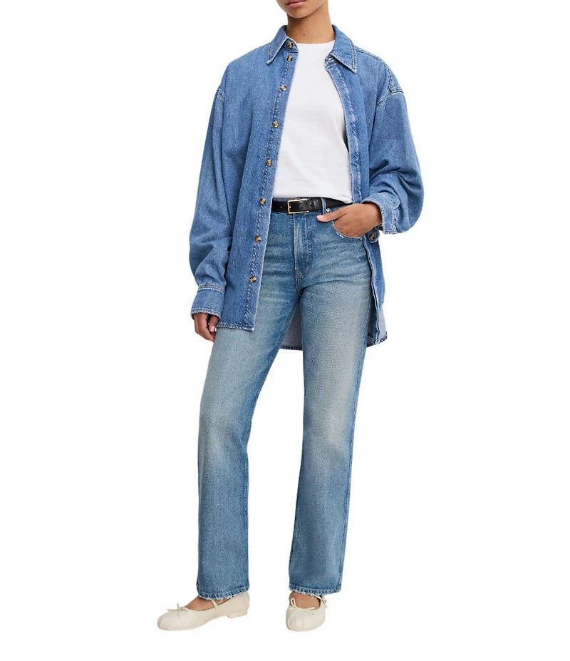 Good American Good Legs Straight Mid-Rise Denim Jeans