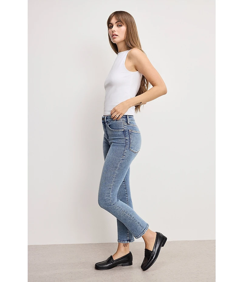 Good American Good Legs Straight Mid-Rise Denim Jeans