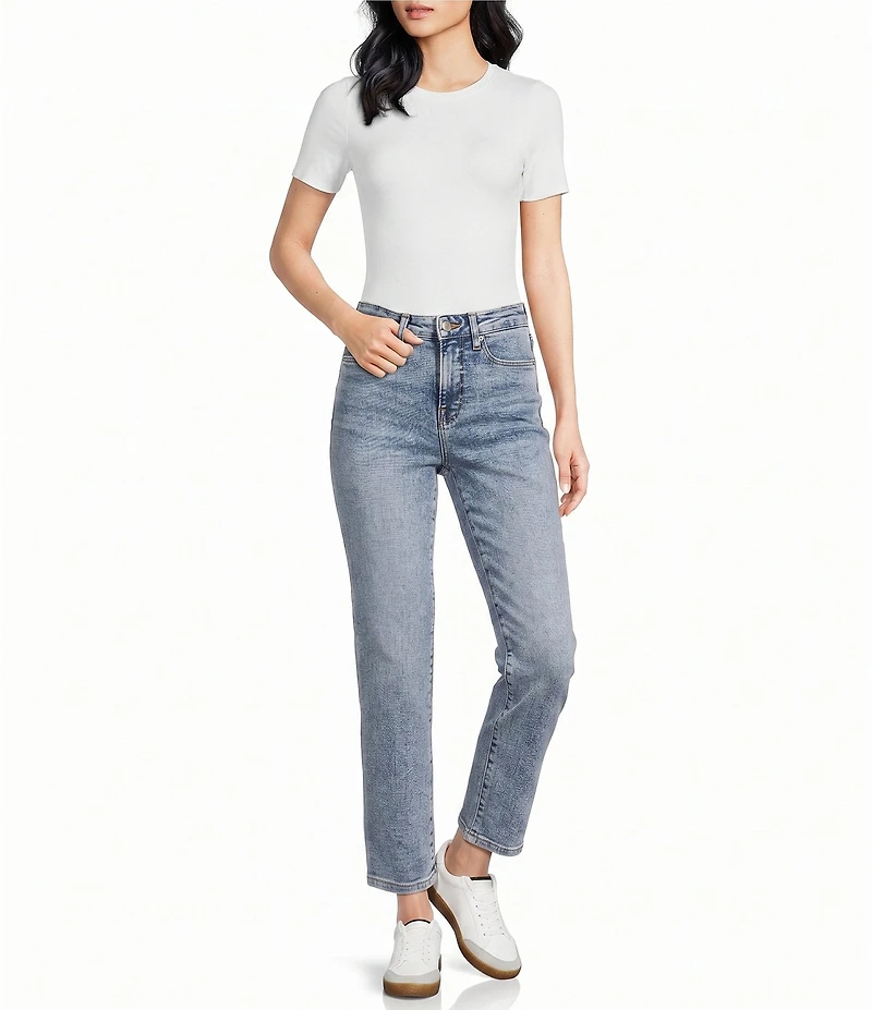 Good American Good Legs Straight Mid-Rise Denim Jeans