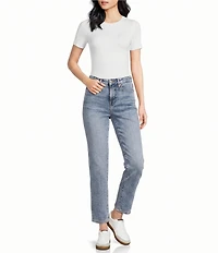 Good American Good Legs Straight Mid-Rise Denim Jeans