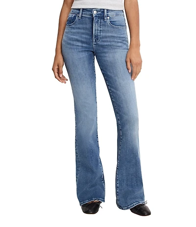 Good American Good Legs Stretch Mid Rise Flare Jeans