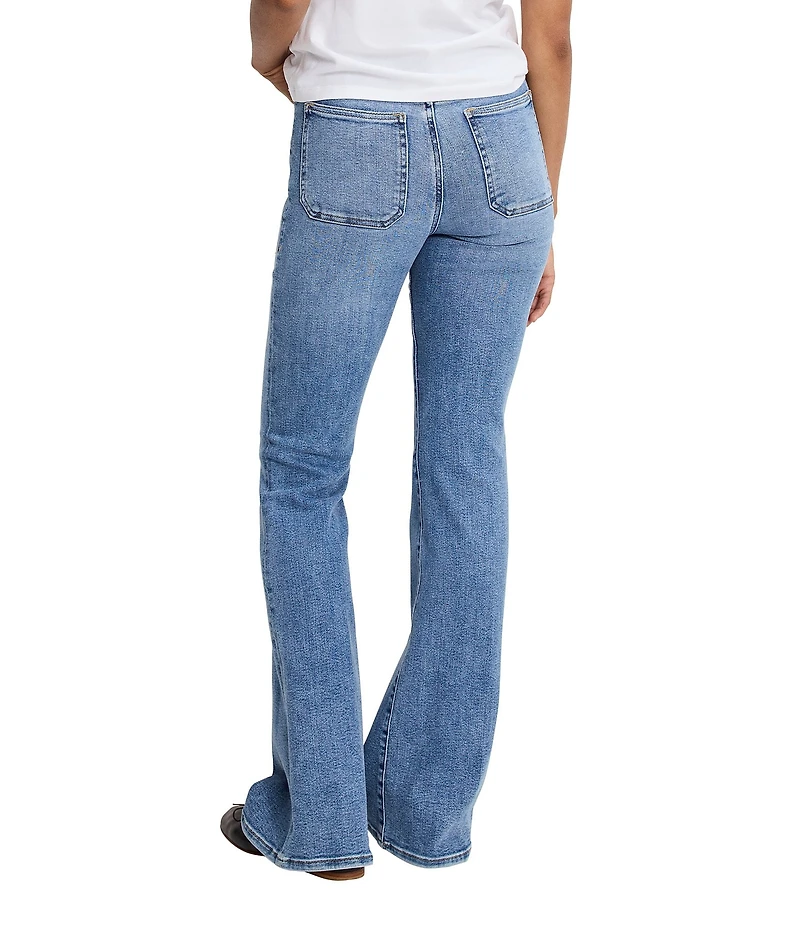 Good American Good Legs Stretch Mid Rise Flare Leg Jeans