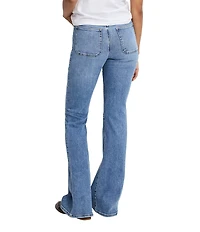 Good American Good Legs Stretch Mid Rise Flare Leg Jeans