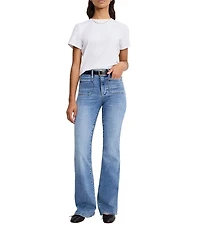 Good American Good Legs Stretch Mid Rise Flare Leg Jeans